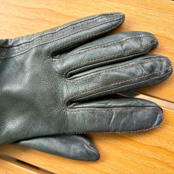 UGG Women's Leather gloves sheepskin collar & knit insert M Size - Picture 3 of 13